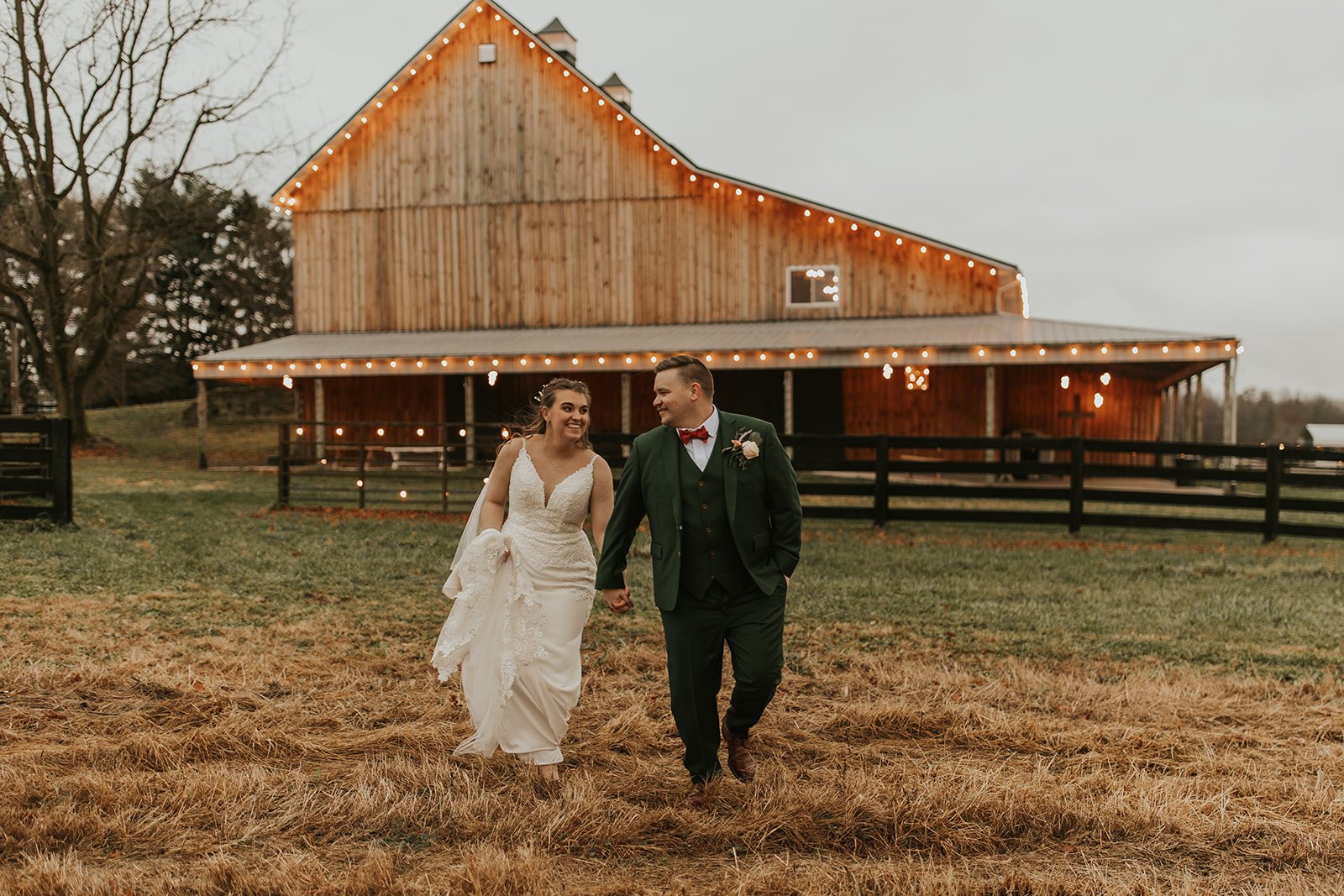 Bride and Groom outside Columbus Ohio barn venue