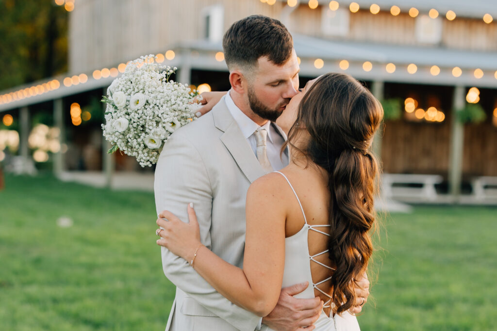 Couple at an elegant barn venue near Columbus Ohio