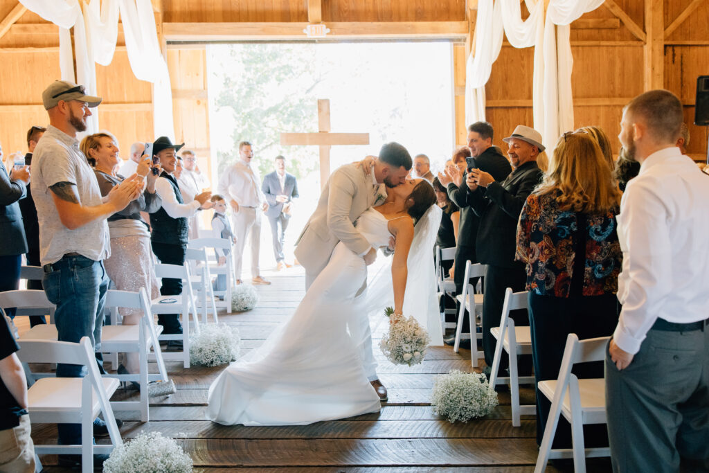 Bride & groom with indoor ceremony at elegant venue near Columbus Ohio