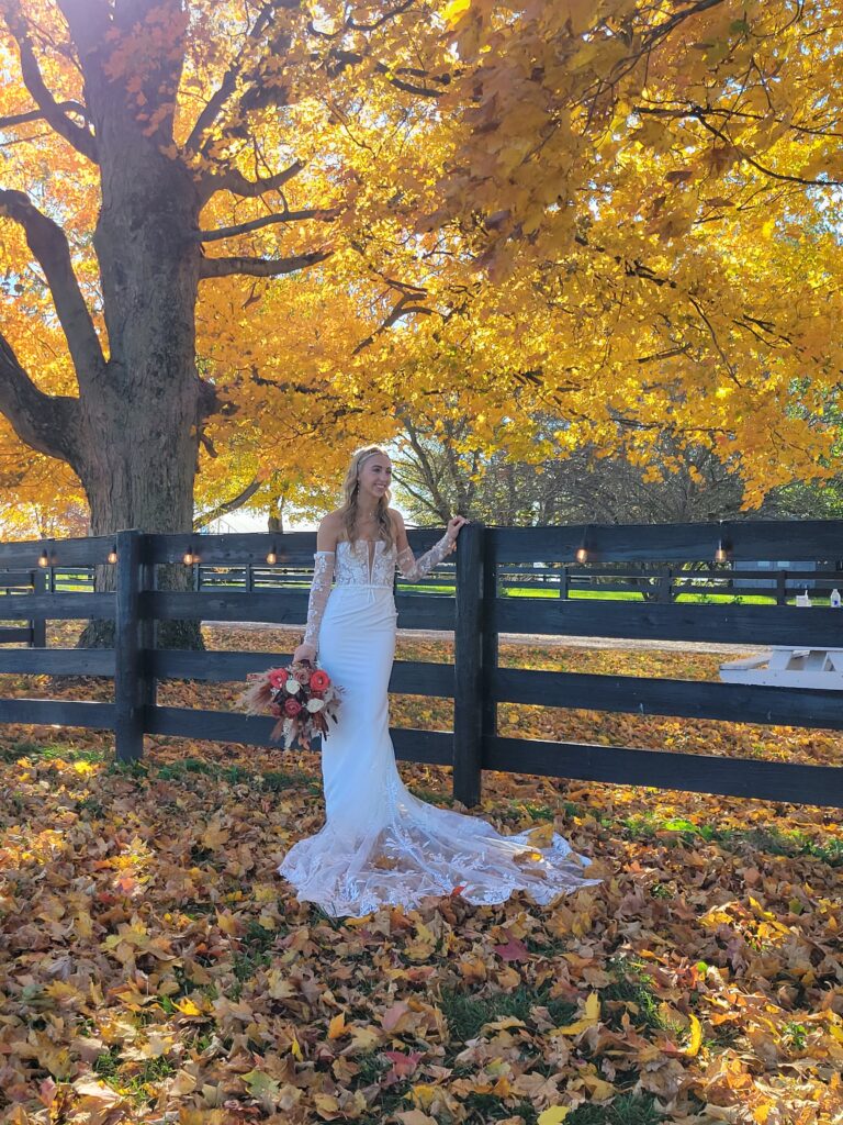 Fall beauty and fence lines for wedding photography at 22 Acres Farm