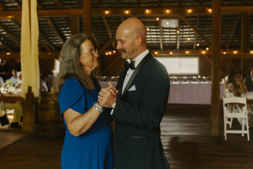 David and his mom during the mother son dance at 22 Acres Farm near Columbus, OHio