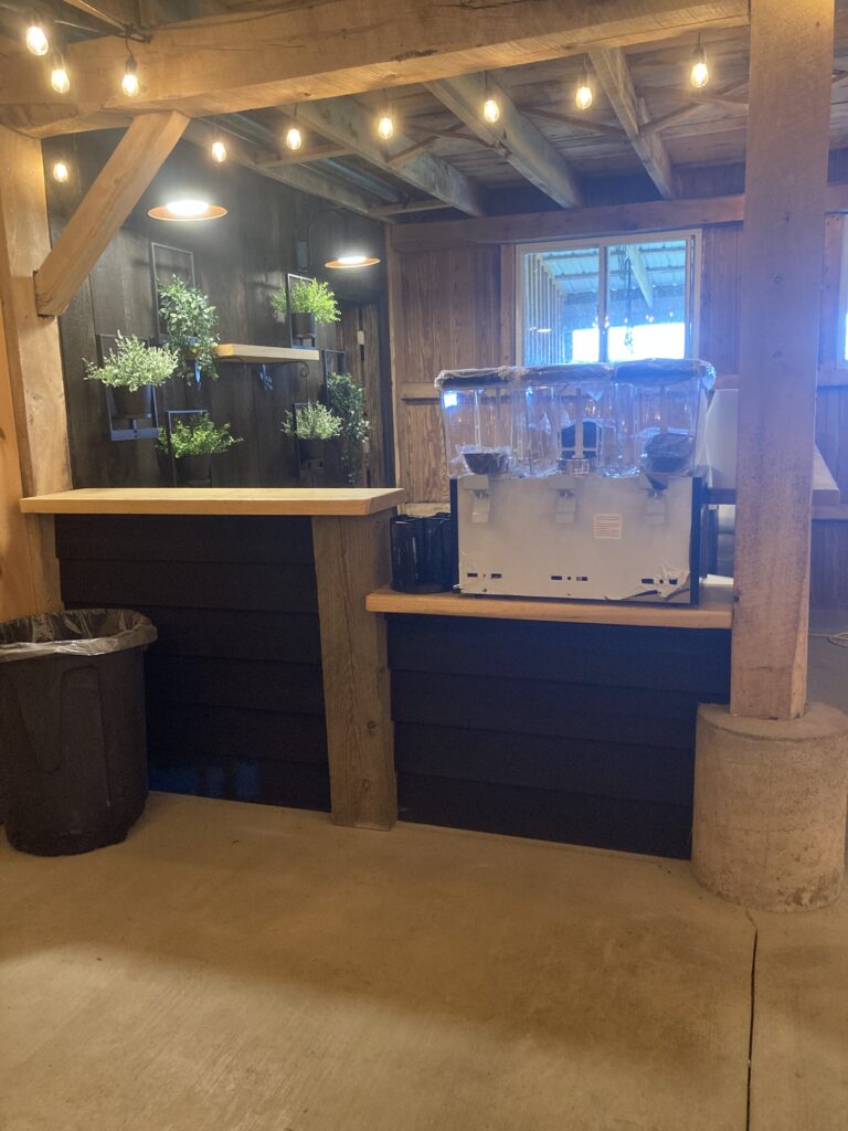 Bar with lemonade, tea, and water included at 22 Acres Farm Venue near Columbus Ohio