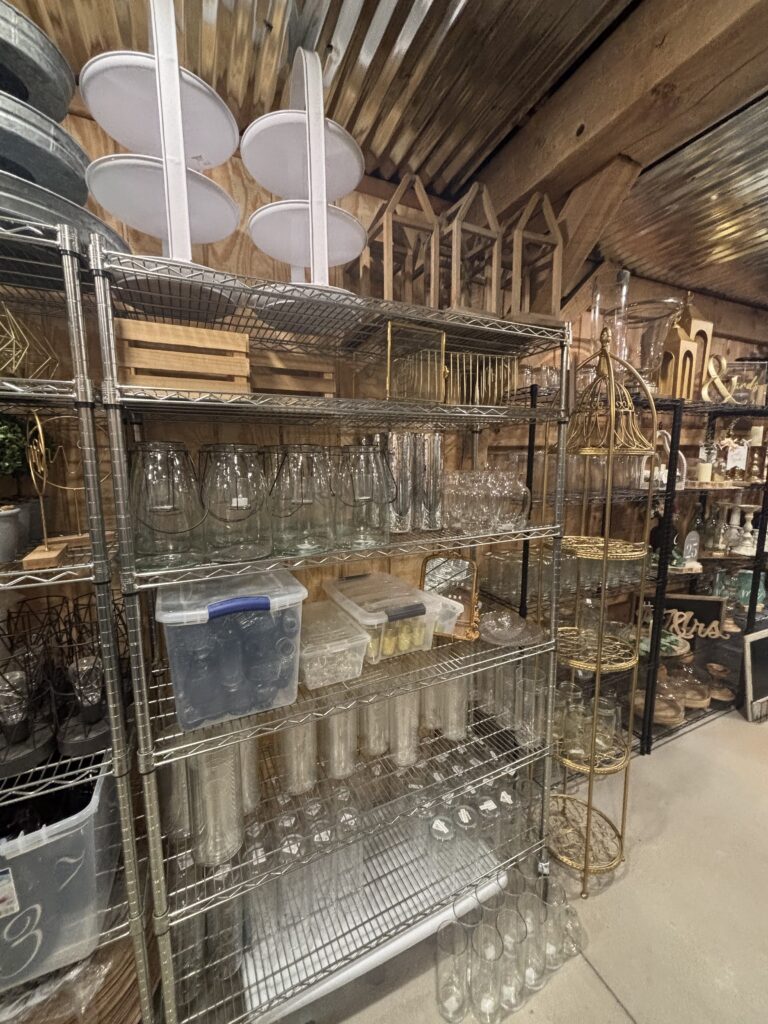 1000's of included items to borrow in "something borrowed" room at 22 Acres Farm Venue in Newark, Ohio