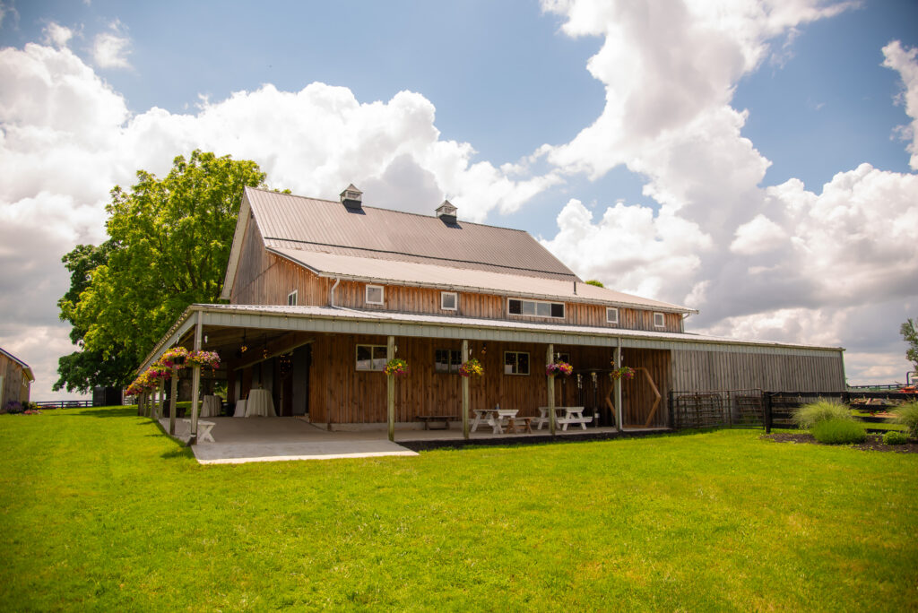 covered porch on barn at 22 Acres Farm venue
